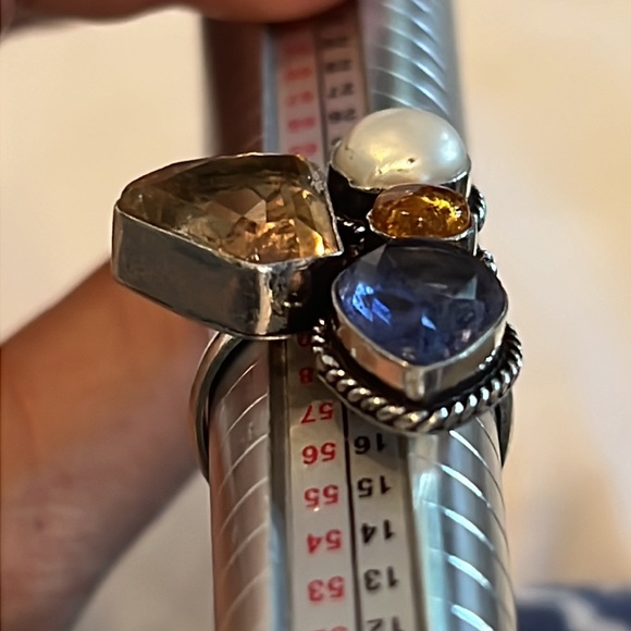 #369 Amethyst, Amber, Pearl Handcrafted Ring ๐ Size 9 NWOT - Picture 15 of 15